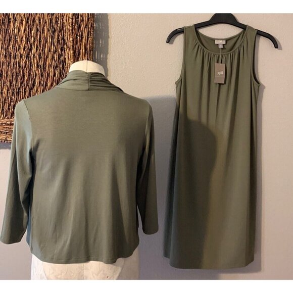 J Jill Dress W Jacket Olive Green PXS Petite Extra Small P XS 0 2 4 NWT Washable - Picture 7 of 9